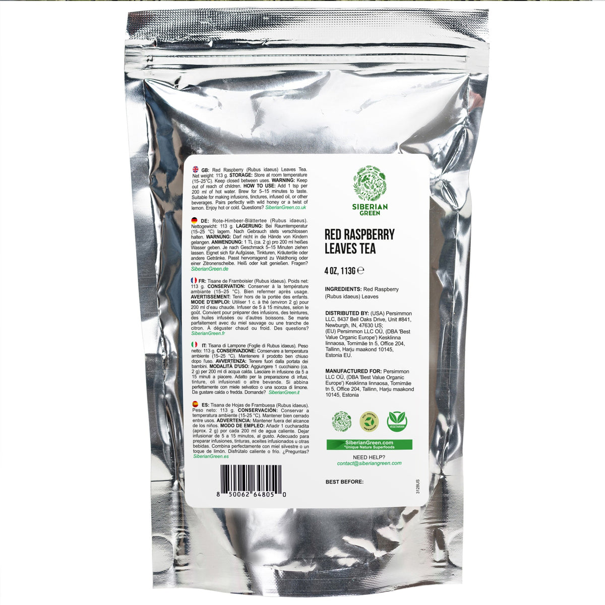 Siberian Green Red Raspberry Leaf Sweet Tea Canadian Natural Womens Wellness Herbal Infusion 113 g