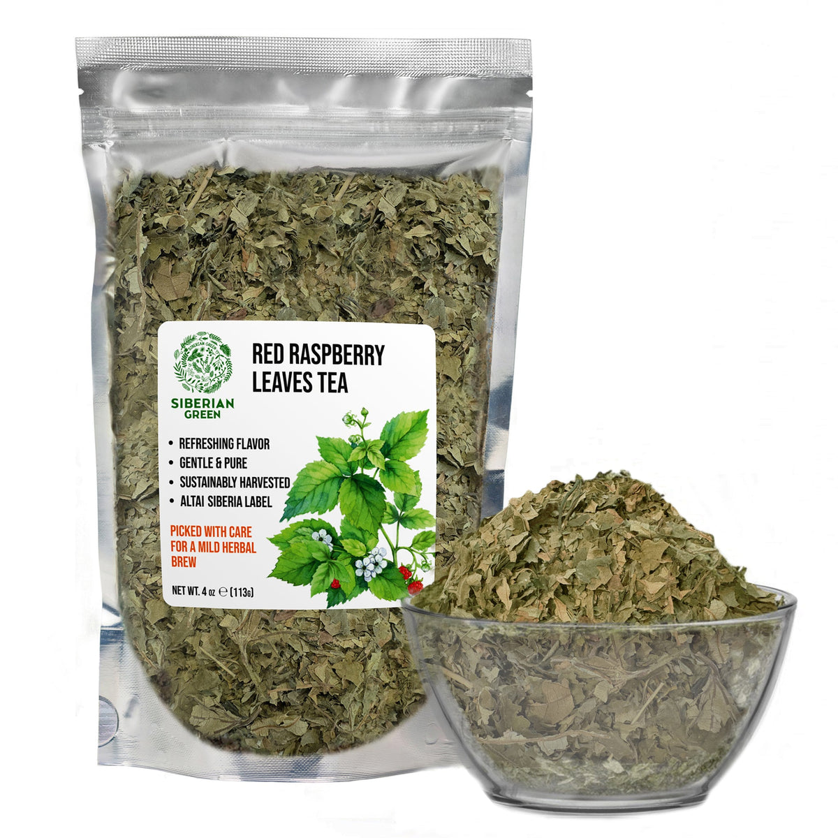 Siberian Green Red Raspberry Leaf Sweet Tea Canadian Natural Womens Wellness Herbal Infusion 113 g