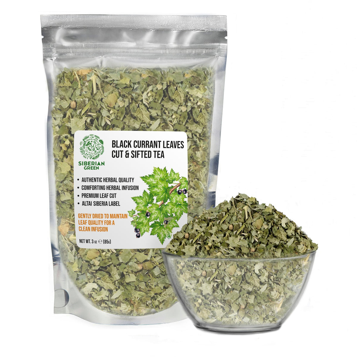 Siberian Green Black Currant Leaf Herbal Tea Smooth Wellness Infusion for Canadians 85 g
