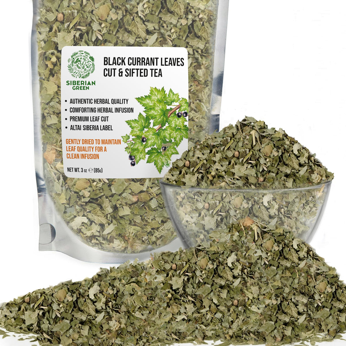 Siberian Green Black Currant Leaf Herbal Tea Smooth Wellness Infusion for Canadians 85 g