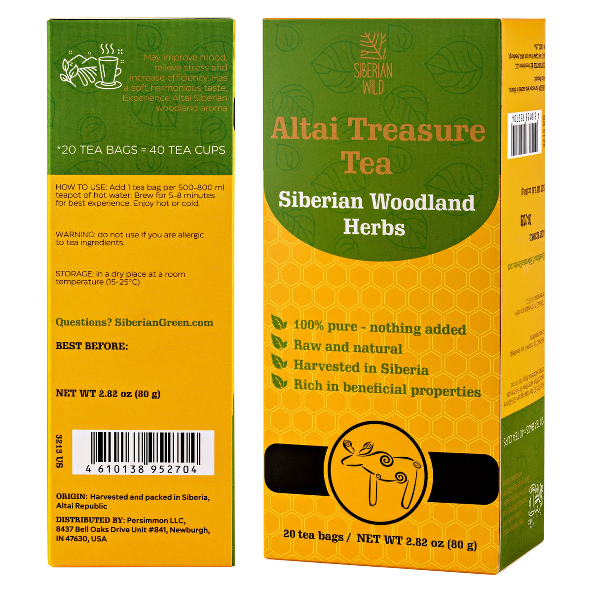 Siberian Wild Altai Treasure Tea - 20 Large Tea Bags Siberian Woodland Herbs