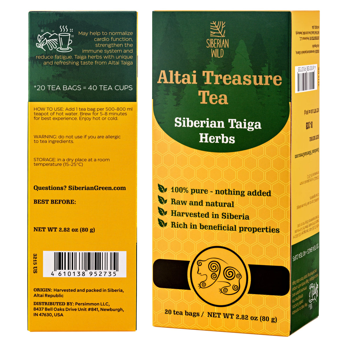 Siberian Wild Altai Treasure Tea - 20 Large Tea Bags Siberian Taiga Wellness Herbs