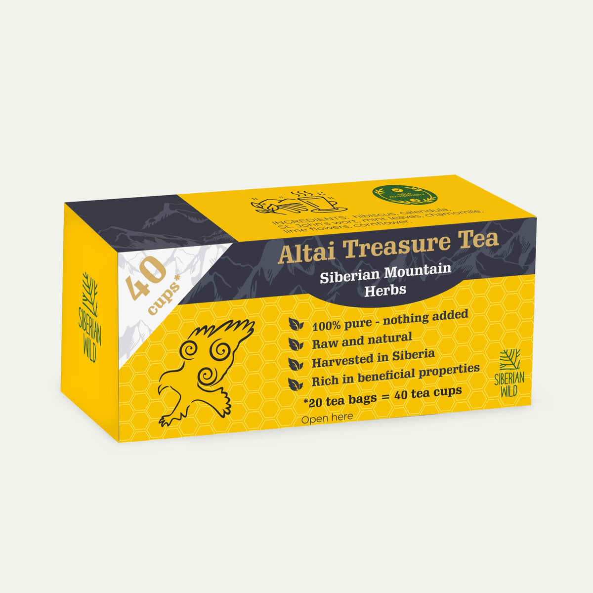 Siberian Wild Altai Treasure Tea - 20 Large Tea Bags Siberian Golden Mountains Herbs