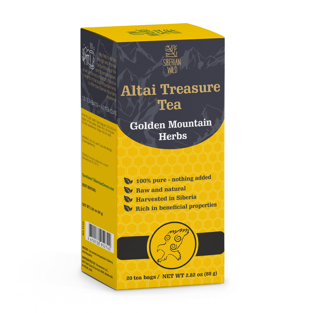 Siberian Wild Altai Treasure Tea - 20 Large Tea Bags Siberian Golden Mountains Herbs