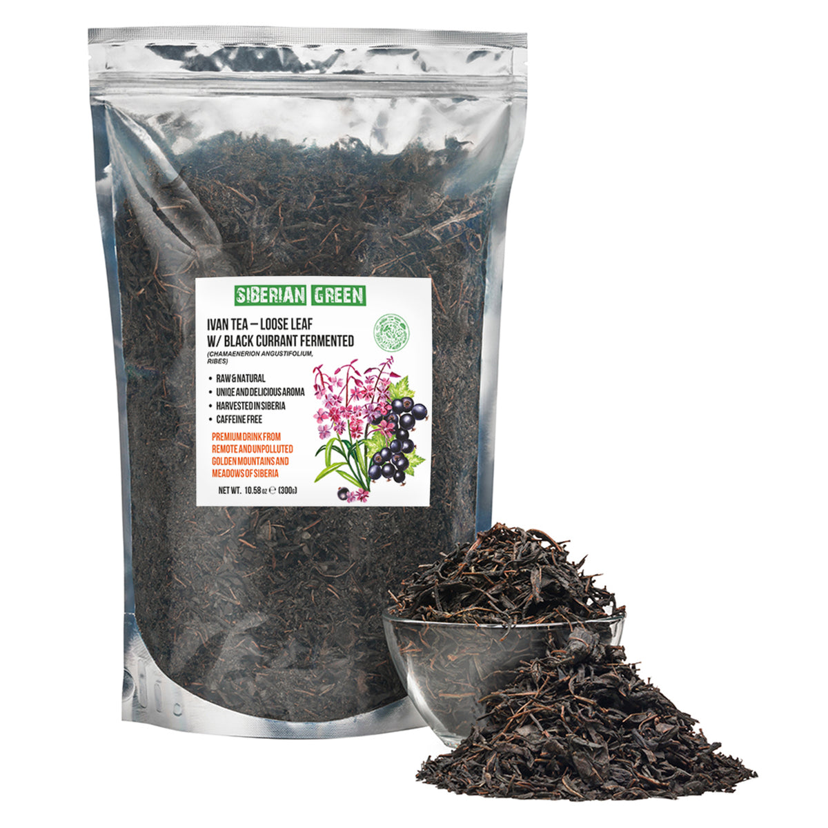 Siberian Green Ivan Tea 300g (10.58 oz) Fermented Loose Leaves Wild Harvested Altai Mountains Ivan-Chai