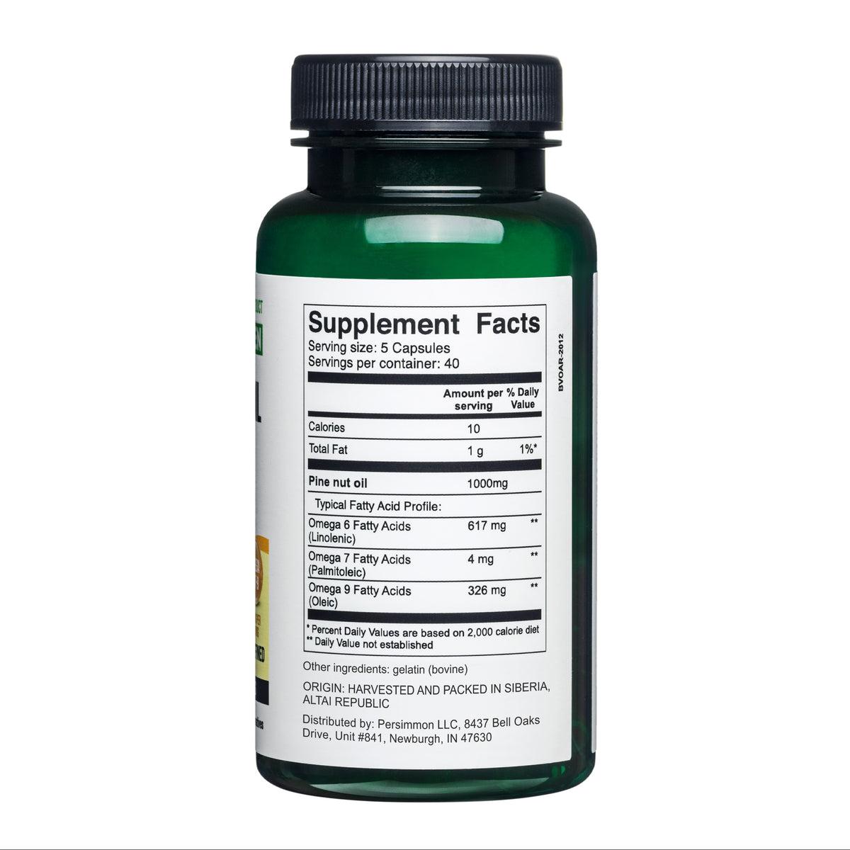 Siberian Green Pine Nut Oil Capsules 200 Softgels Wild Harvested Siberia Altai Cold Pressed Unrefined