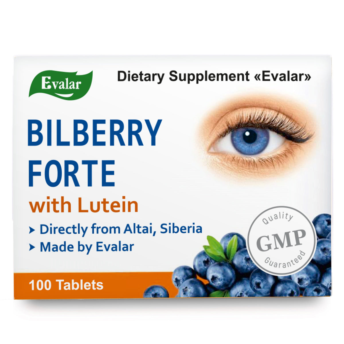 Myrtille Forte avec Lutéine Evalar 100 Comprimés