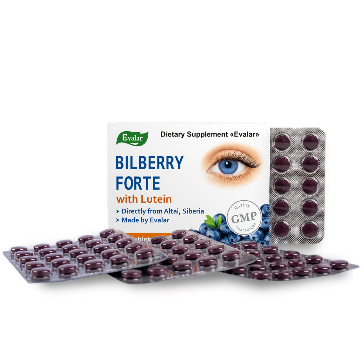 Myrtille Forte avec Lutéine Evalar 100 Comprimés