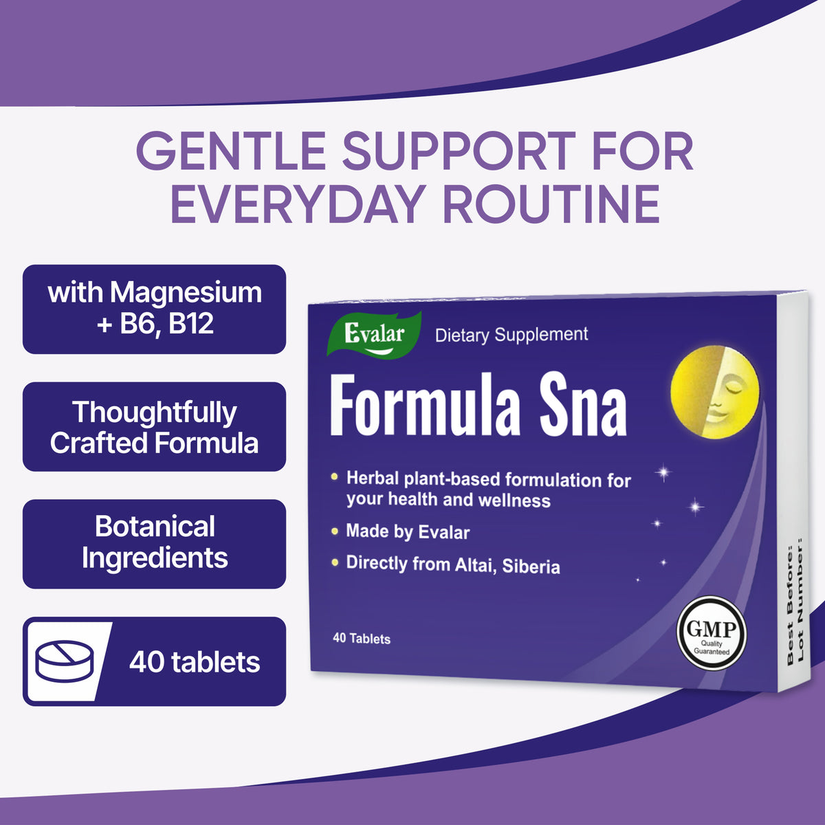 Herbes et vitamines d'Evalar Formula Sna 40 comprimés