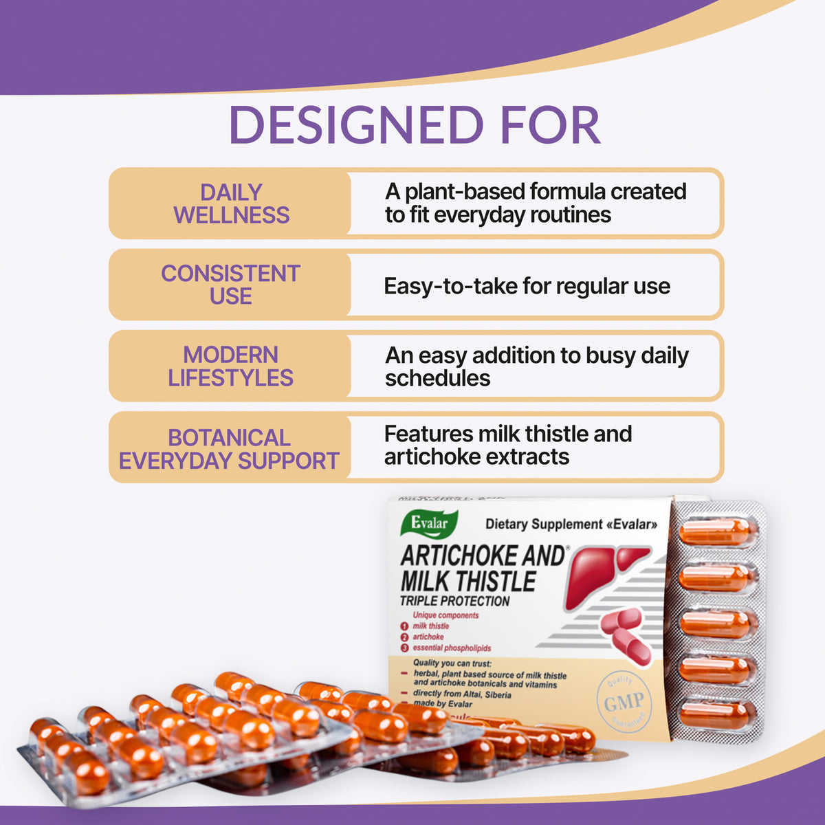 Artichoke & Milk Thistle with Vitamins by Evalar 60 Tabs