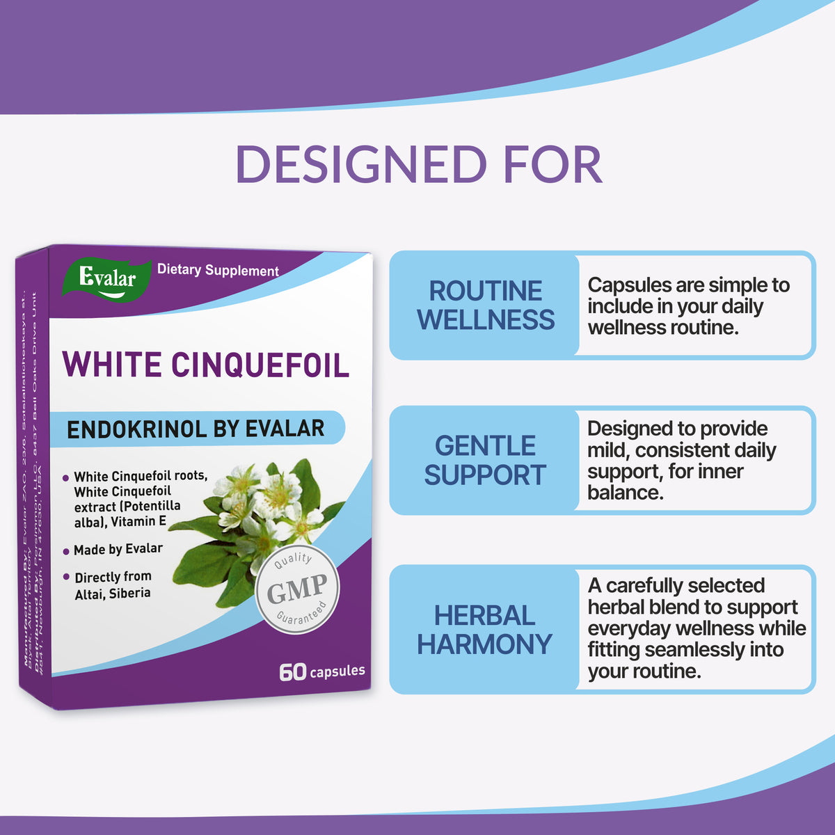 Herbe Potentilla Potentille Blanche par Evalar 60 Caps