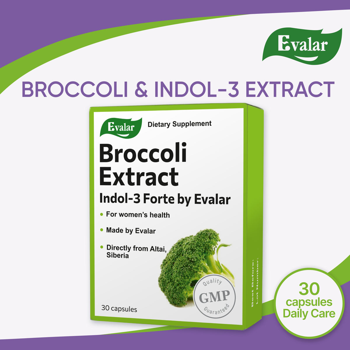 Evalar Broccoli Indol-3 Extract Herb by Evalar 30 Caps