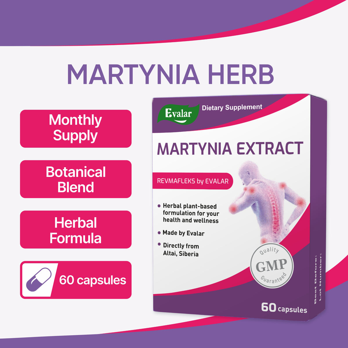 Evalar Martynia Extrait Herbe de Griffe du Diable par Evalar 60 Caps