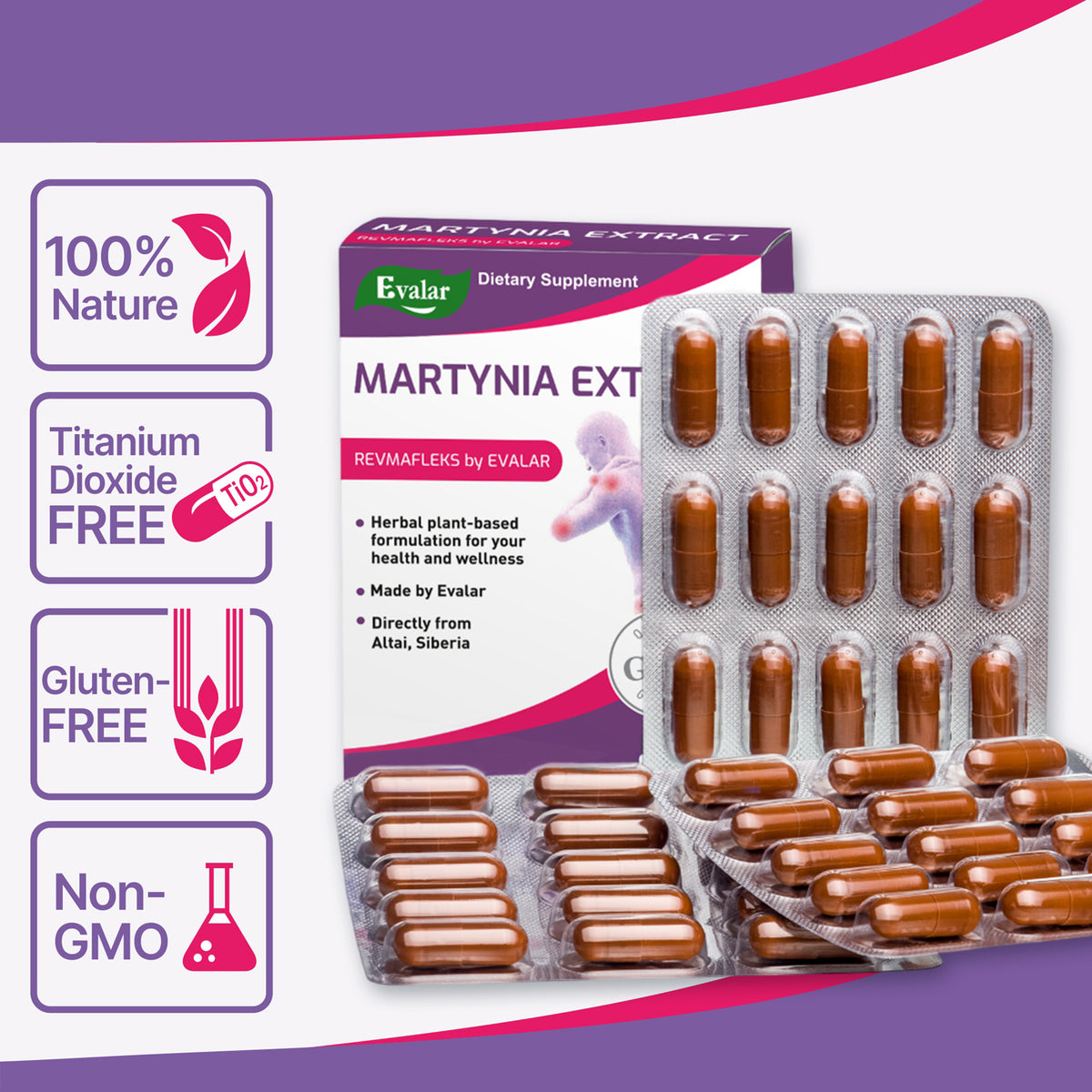 Evalar Martynia Extrait Herbe de Griffe du Diable par Evalar 60 Caps