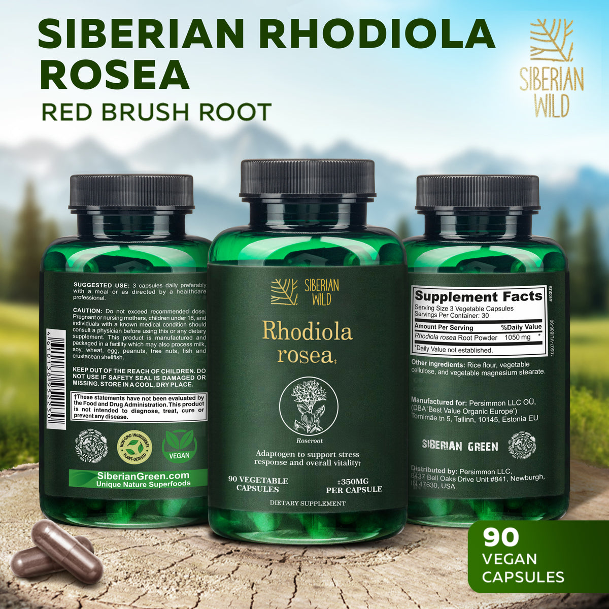 Siberian Wild Rhodiola Rosea Capsules – 350mg | Pure Adaptogenic Support