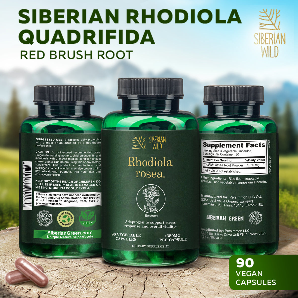 Siberian Wild Rhodiola Rosea Capsules – 350mg | Pure Adaptogenic Support