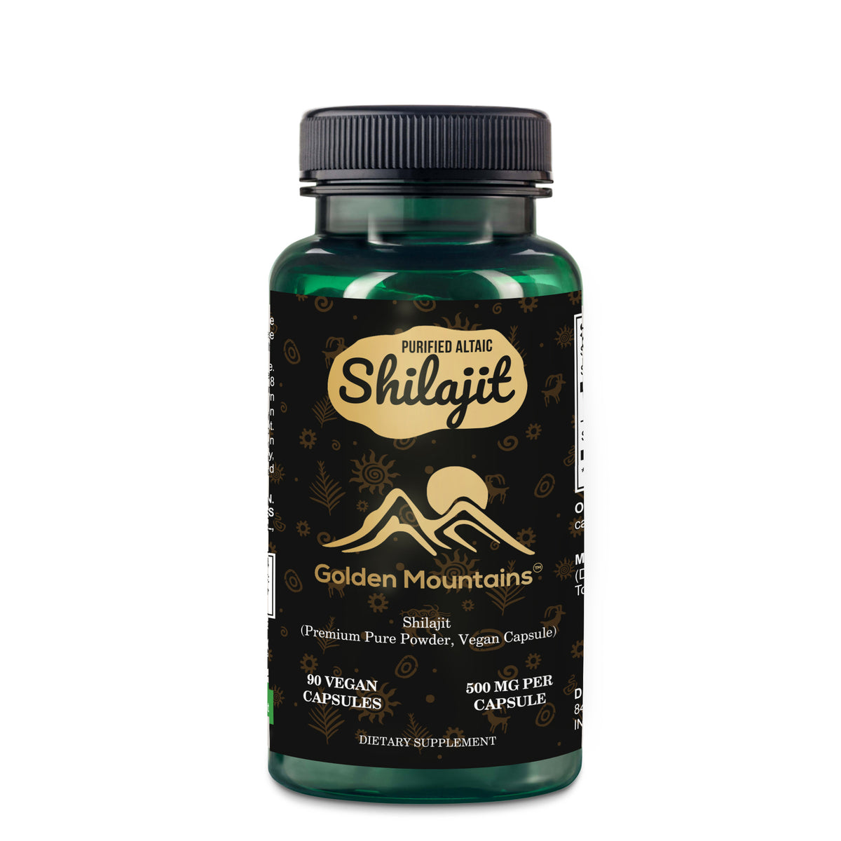 Golden Mountains Shilajit Vegan Capsules - 500mg | 90 Capsules Per Bottle