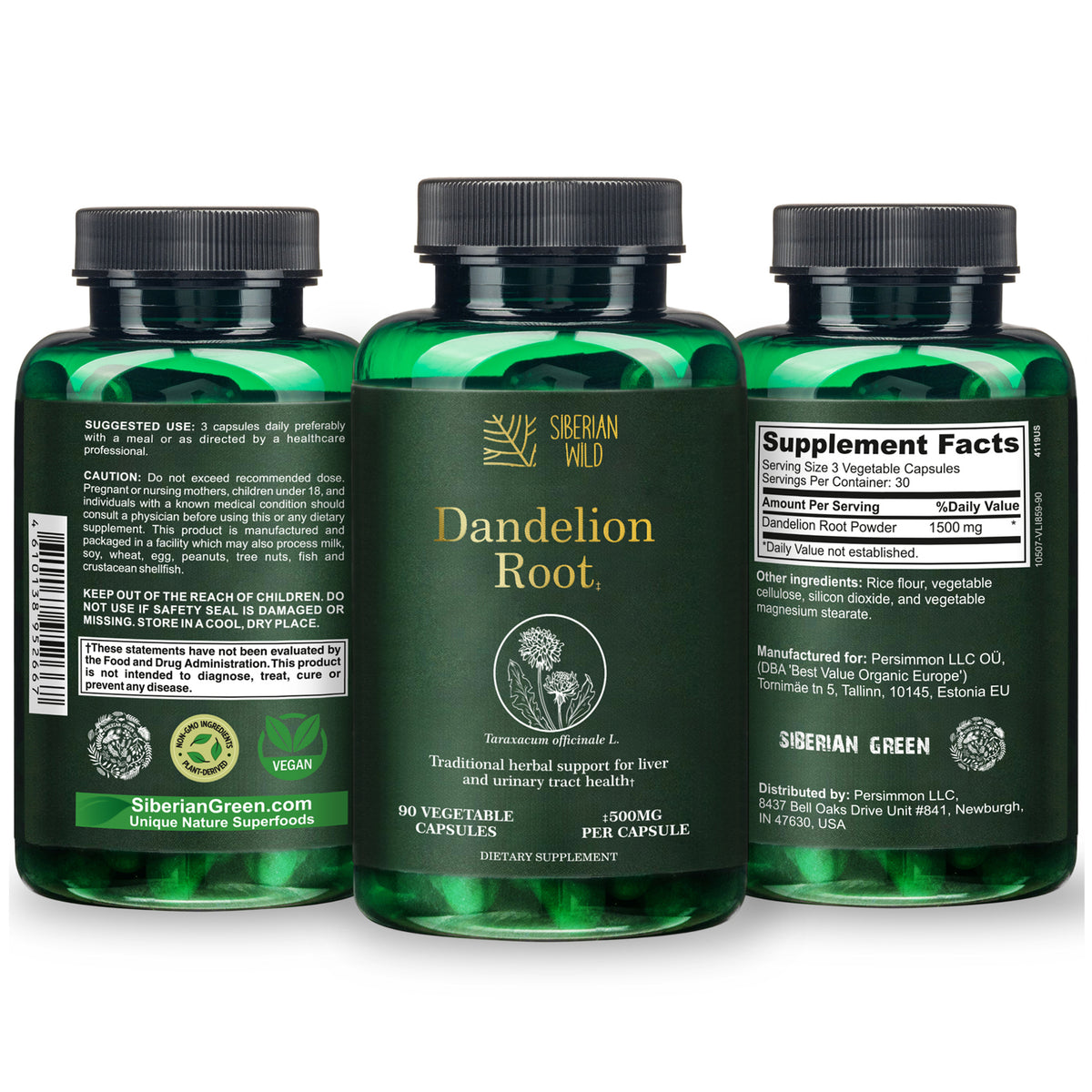 Siberian Wild Dandelion Root Extract Capsules – 1500mg | Vegan Liver Support