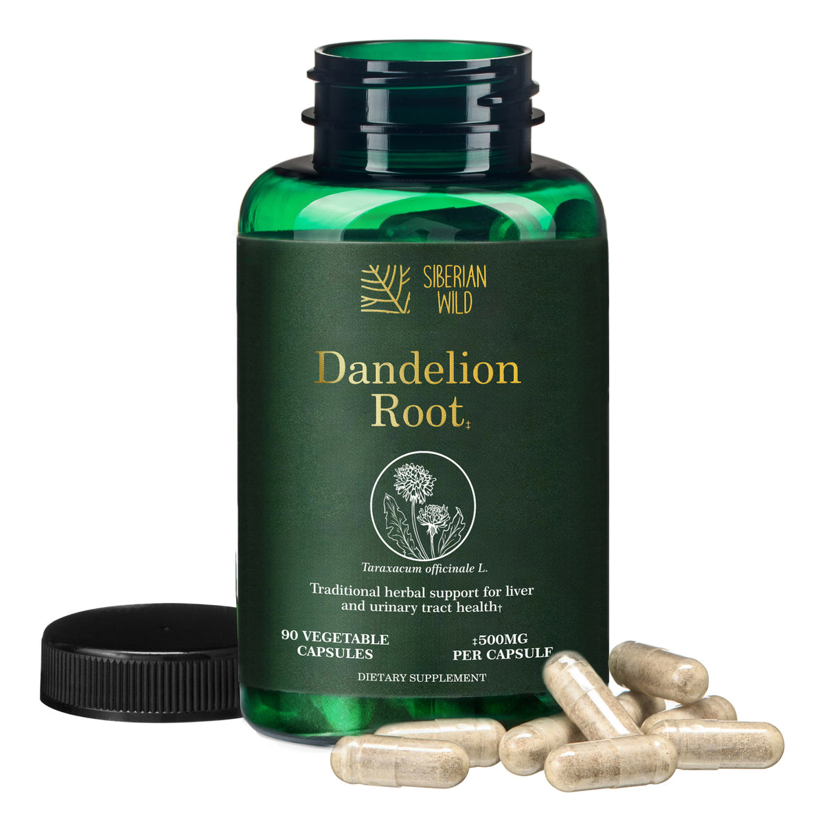Siberian Wild Dandelion Root Extract Capsules – 1500mg | Vegan Liver Support