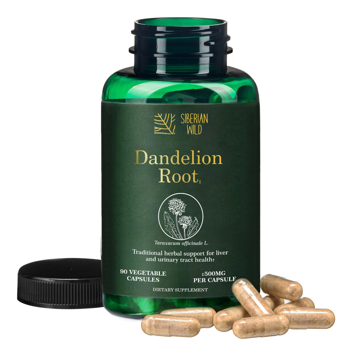 Siberian Wild Dandelion Root Extract Capsules – 1500mg | Vegan Liver Support