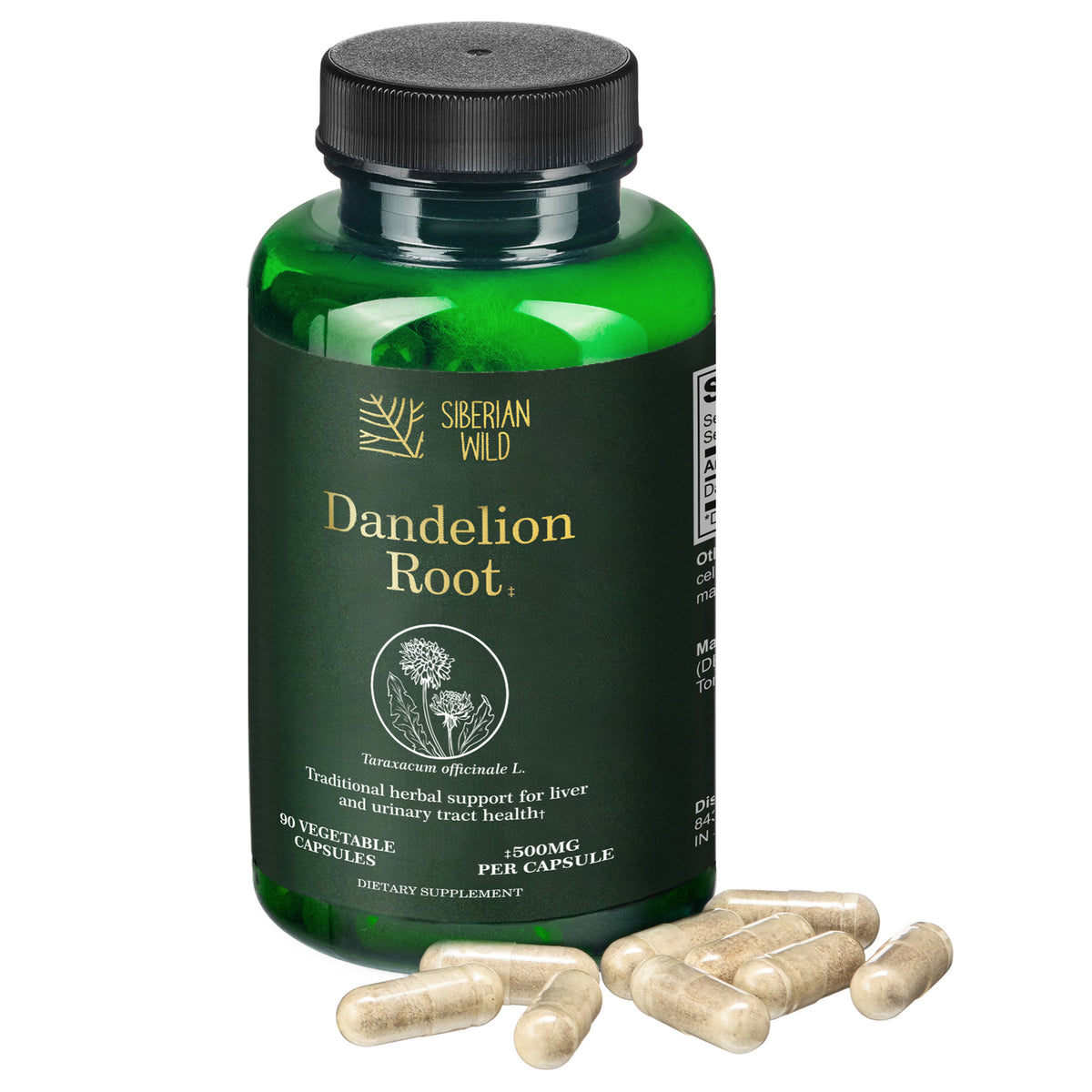 Siberian Wild Dandelion Root Extract Capsules – 1500mg | Vegan Liver Support
