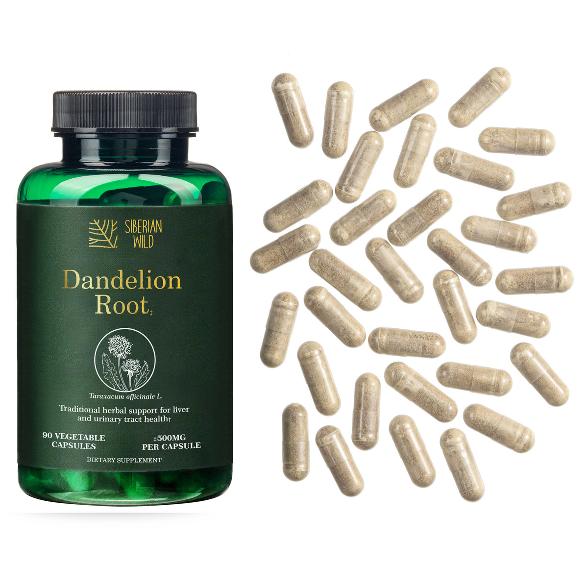 Siberian Wild Dandelion Root Extract Capsules – 1500mg | Vegan Liver Support