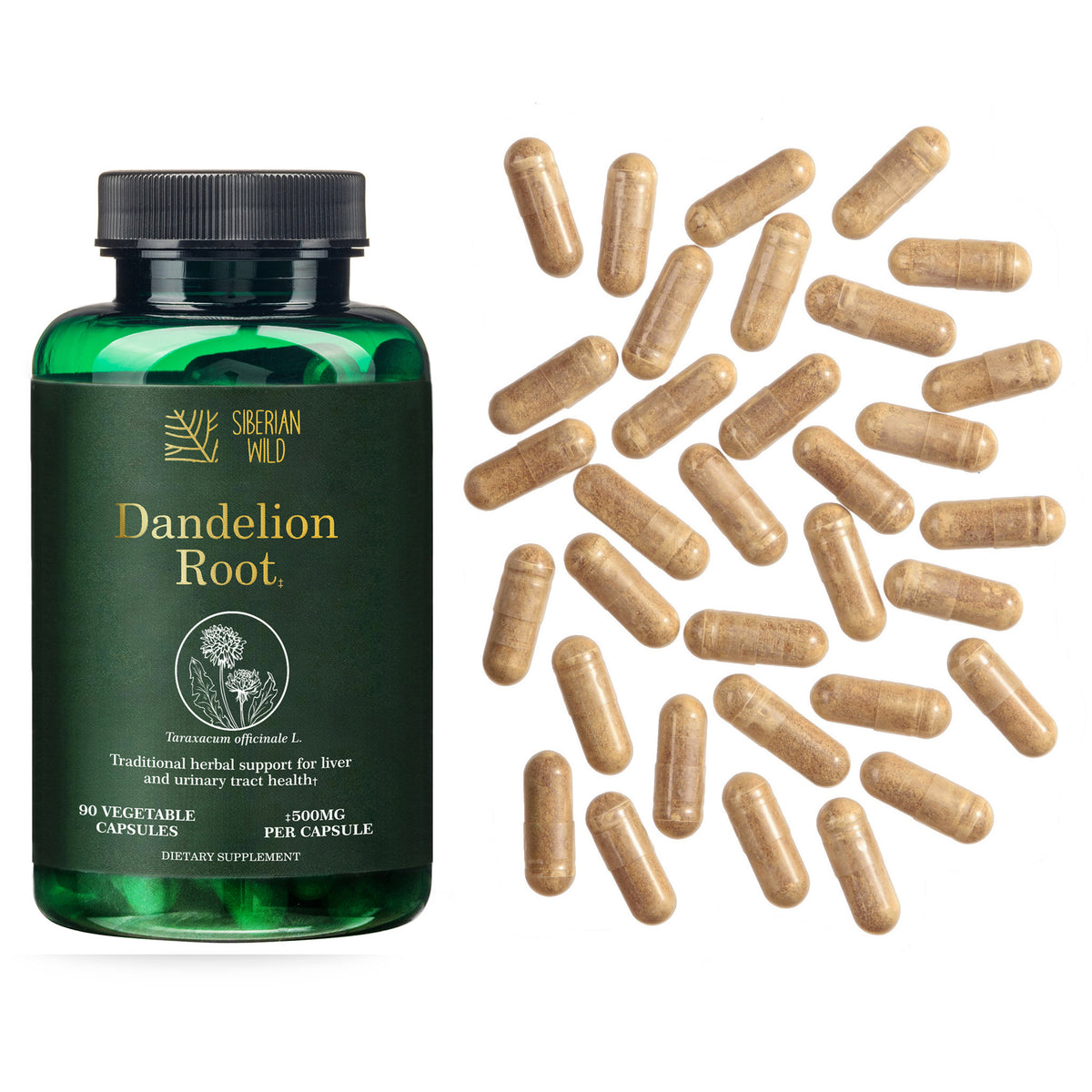 Siberian Wild Dandelion Root Extract Capsules – 1500mg | Vegan Liver Support