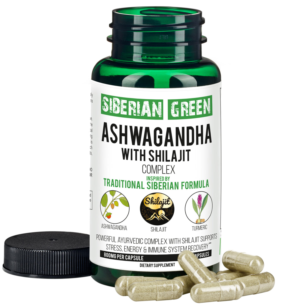 Ashwagandha with Altai Shilajit & Turmeric Ayurvedic Complex – 60 vegan capsules