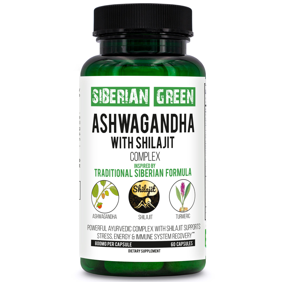 Ashwagandha with Altai Shilajit & Turmeric Ayurvedic Complex – 60 vegan capsules