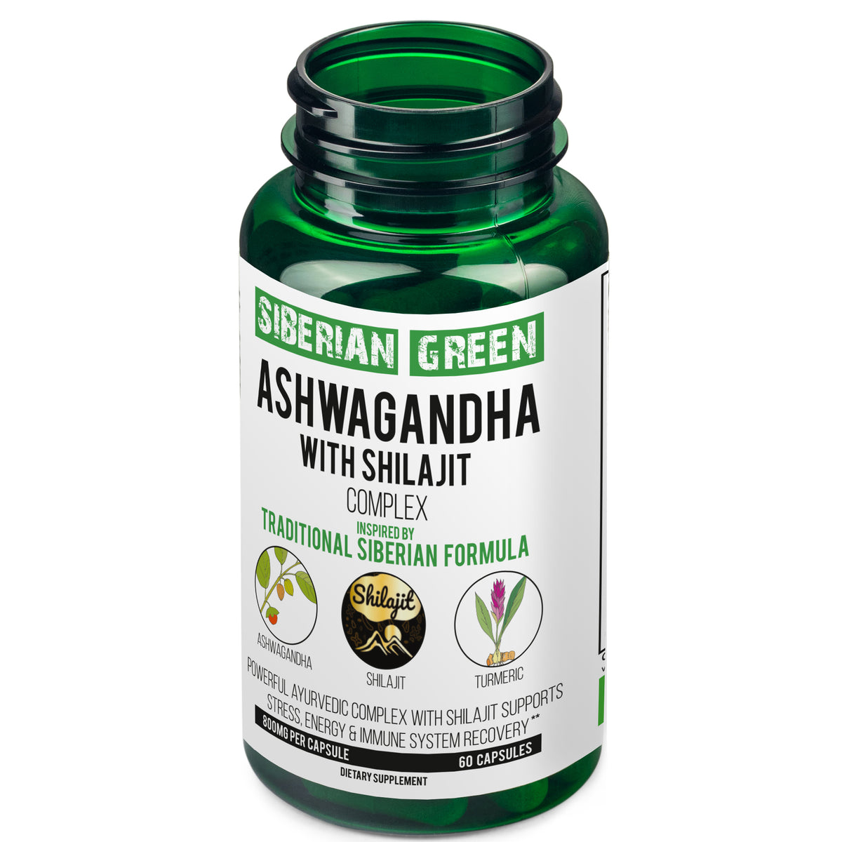 Ashwagandha with Altai Shilajit & Turmeric Ayurvedic Complex – 60 vegan capsules