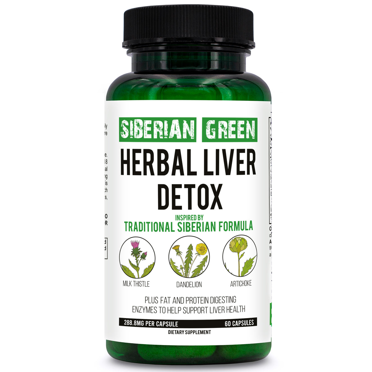 Herbal Liver Detox Vert de Sibérie 60 Caps - Chardon-Marie Artichaut Pissenlit