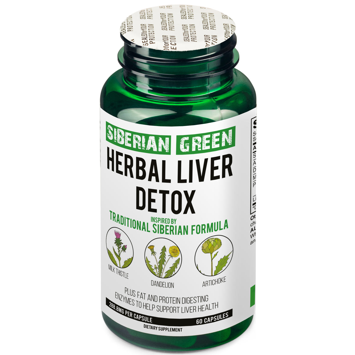 Herbal Liver Detox Vert de Sibérie 60 Caps - Chardon-Marie Artichaut Pissenlit