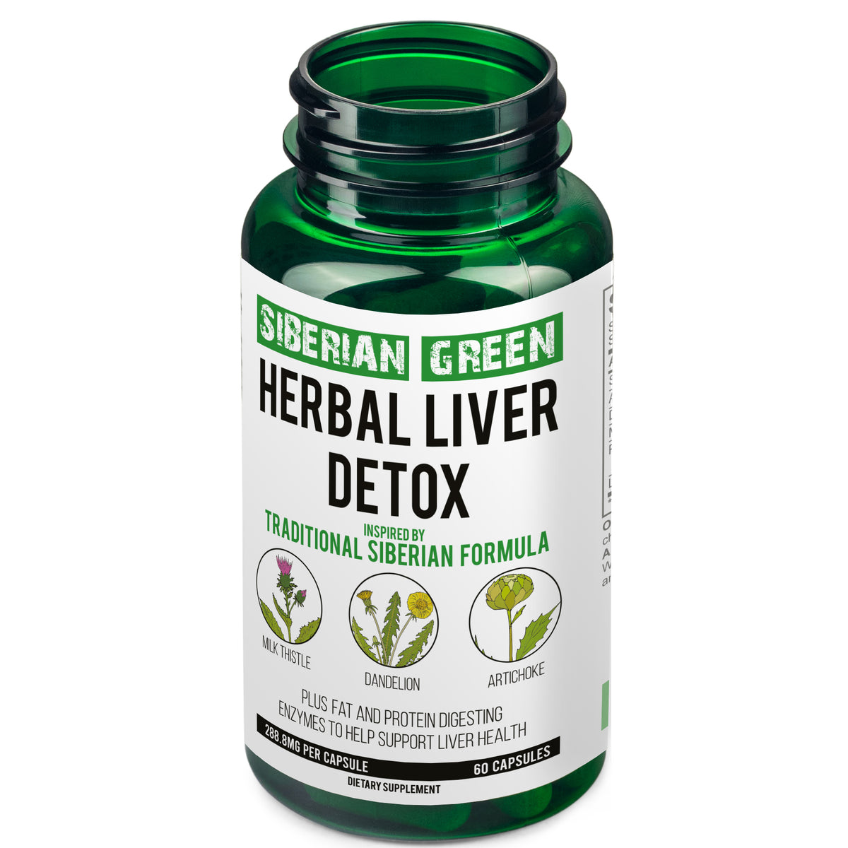 Herbal Liver Detox Vert de Sibérie 60 Caps - Chardon-Marie Artichaut Pissenlit