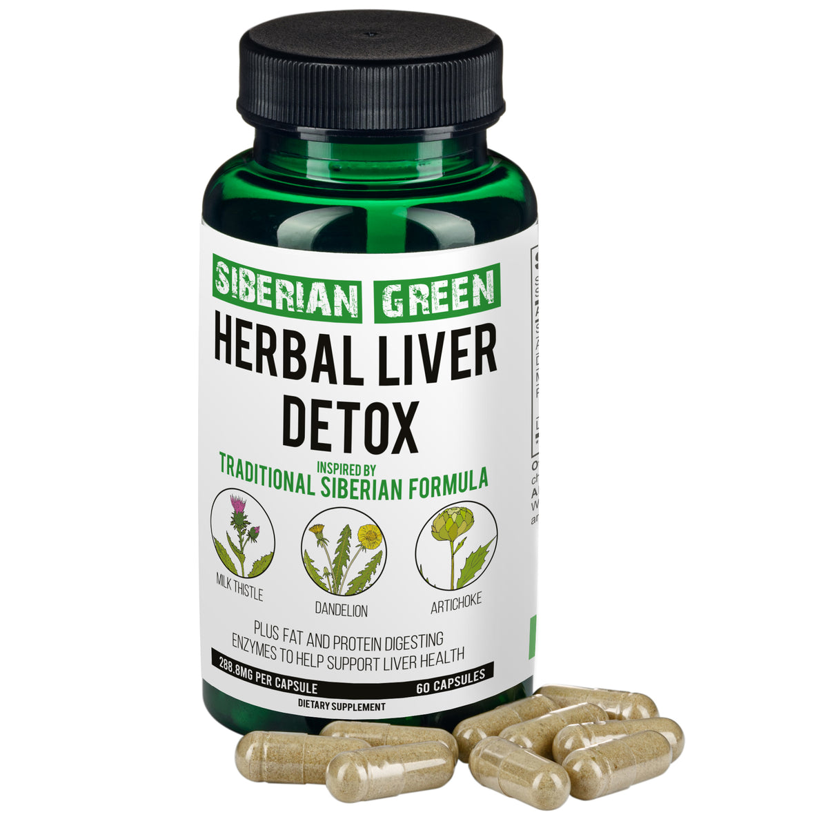 Herbal Liver Detox Vert de Sibérie 60 Caps - Chardon-Marie Artichaut Pissenlit