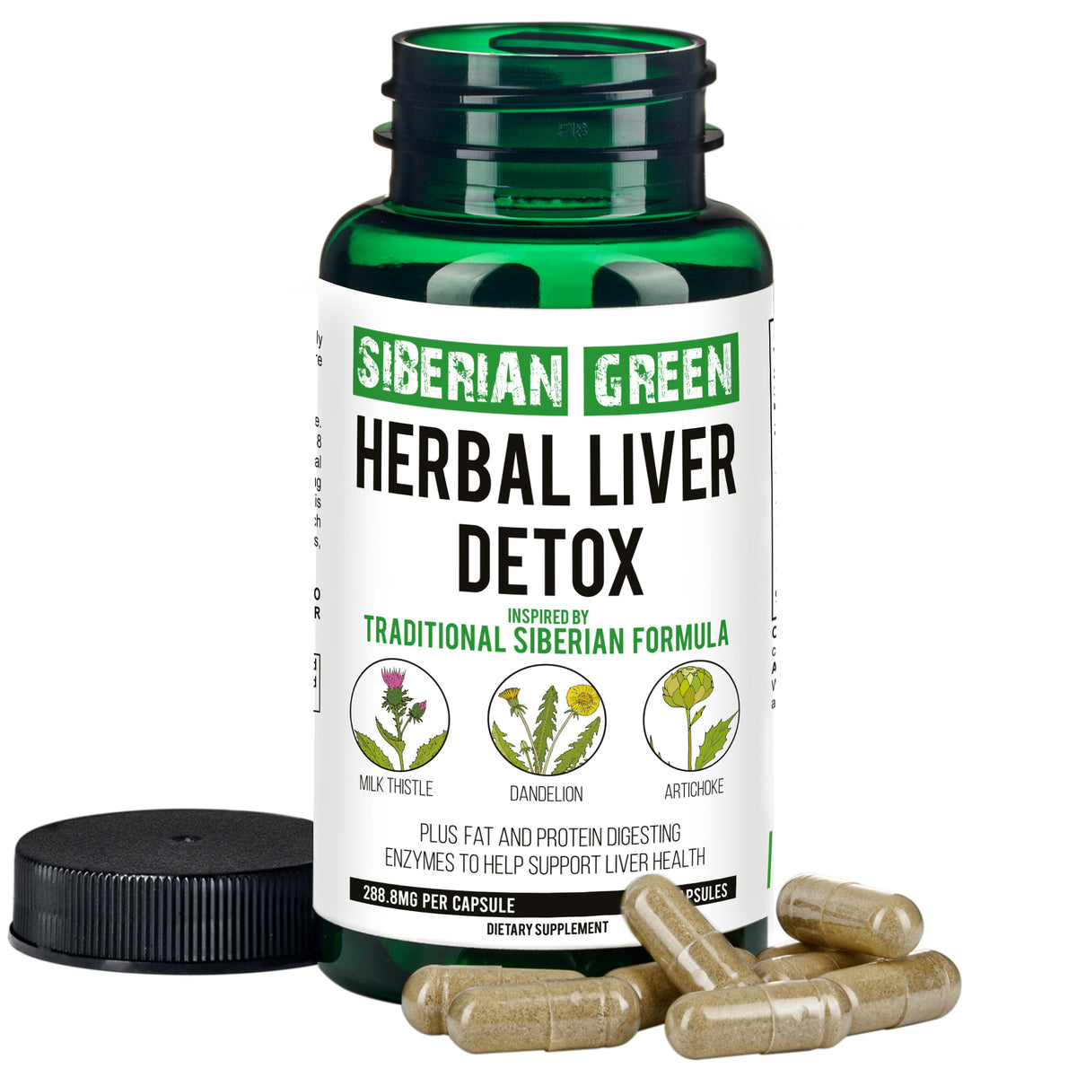 Herbal Liver Detox Vert de Sibérie 60 Caps - Chardon-Marie Artichaut Pissenlit