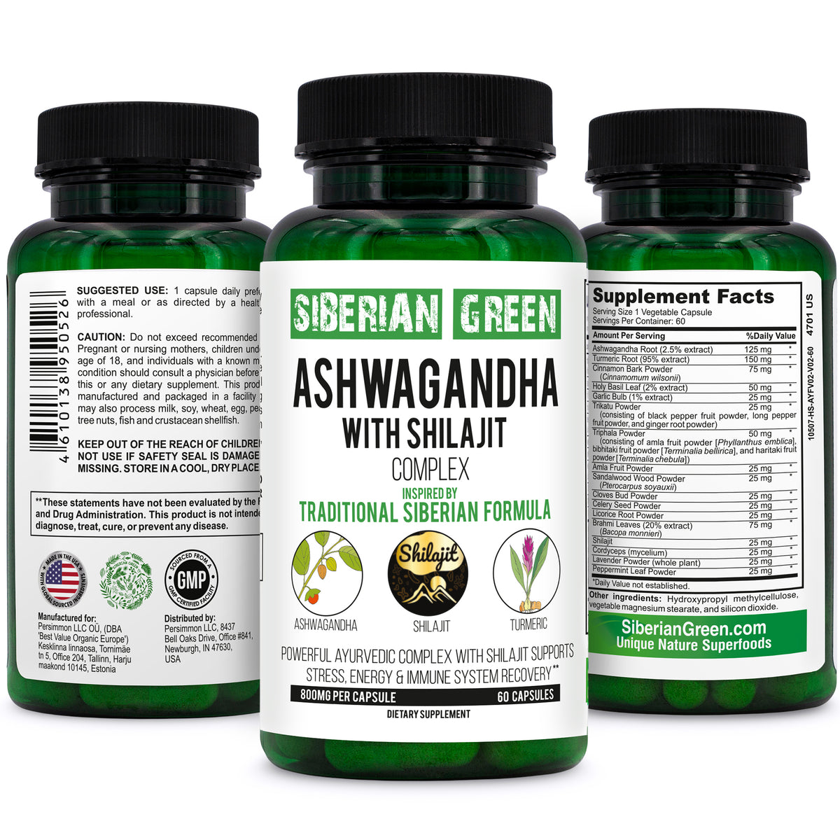 Ashwagandha with Altai Shilajit & Turmeric Ayurvedic Complex – 60 vegan capsules