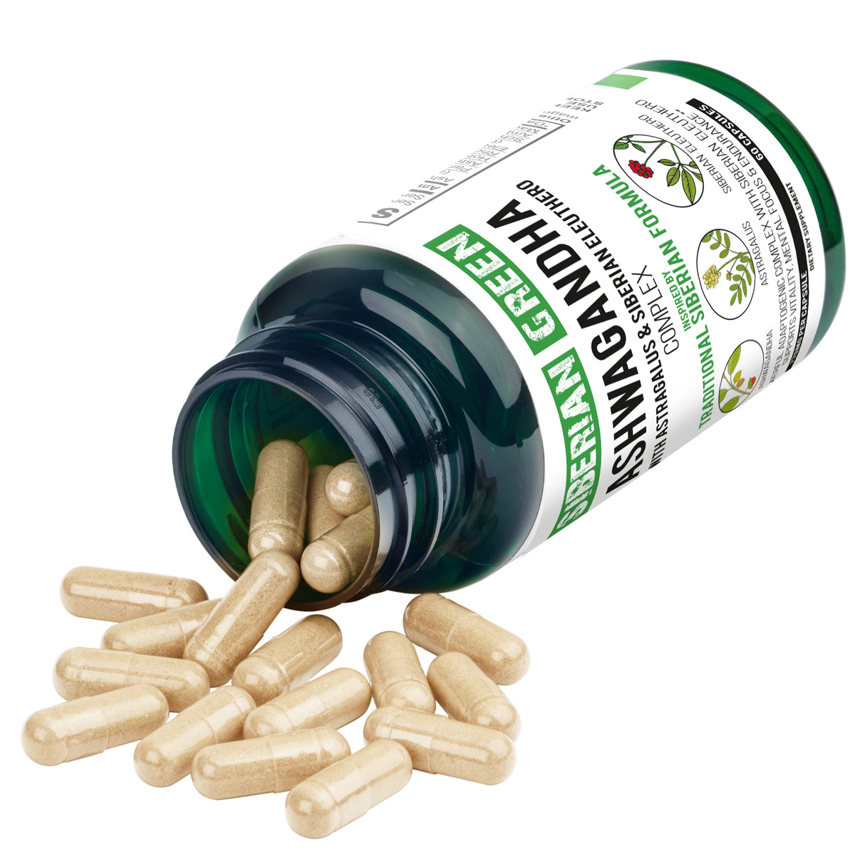 Siberian Green Ashwagandha & Siberian Ginseng Complex – 60 Capsules