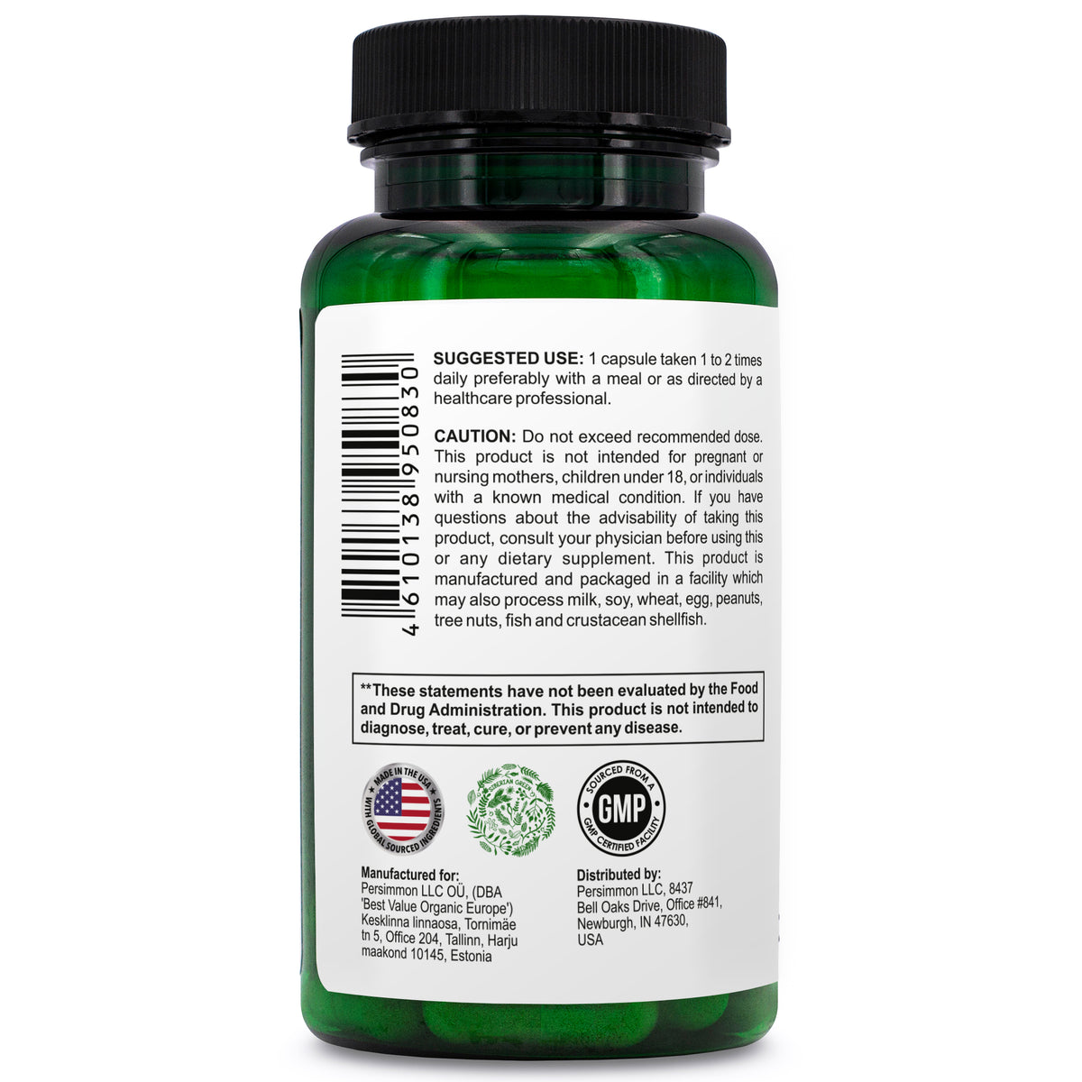 Racine d'Ashwagandha biologique vert de Sibérie avec complexe d'astragale et de ginseng d'éleuthérosibérien 60 capsules Support puissant à base de plantes