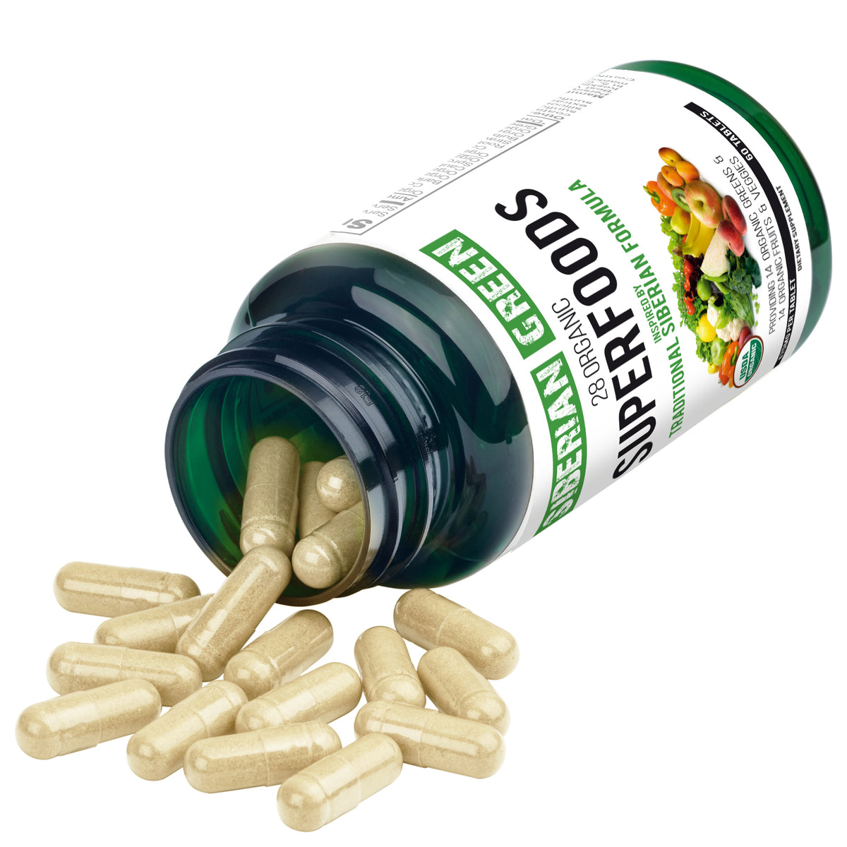 Superaliments 60 comprimés Formule sibérienne Certifié biologique Légumes essentiels Fruits et légumes nutritifs
