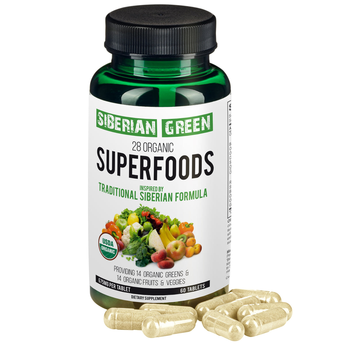 Superaliments 60 comprimés Formule sibérienne Certifié biologique Légumes essentiels Fruits et légumes nutritifs