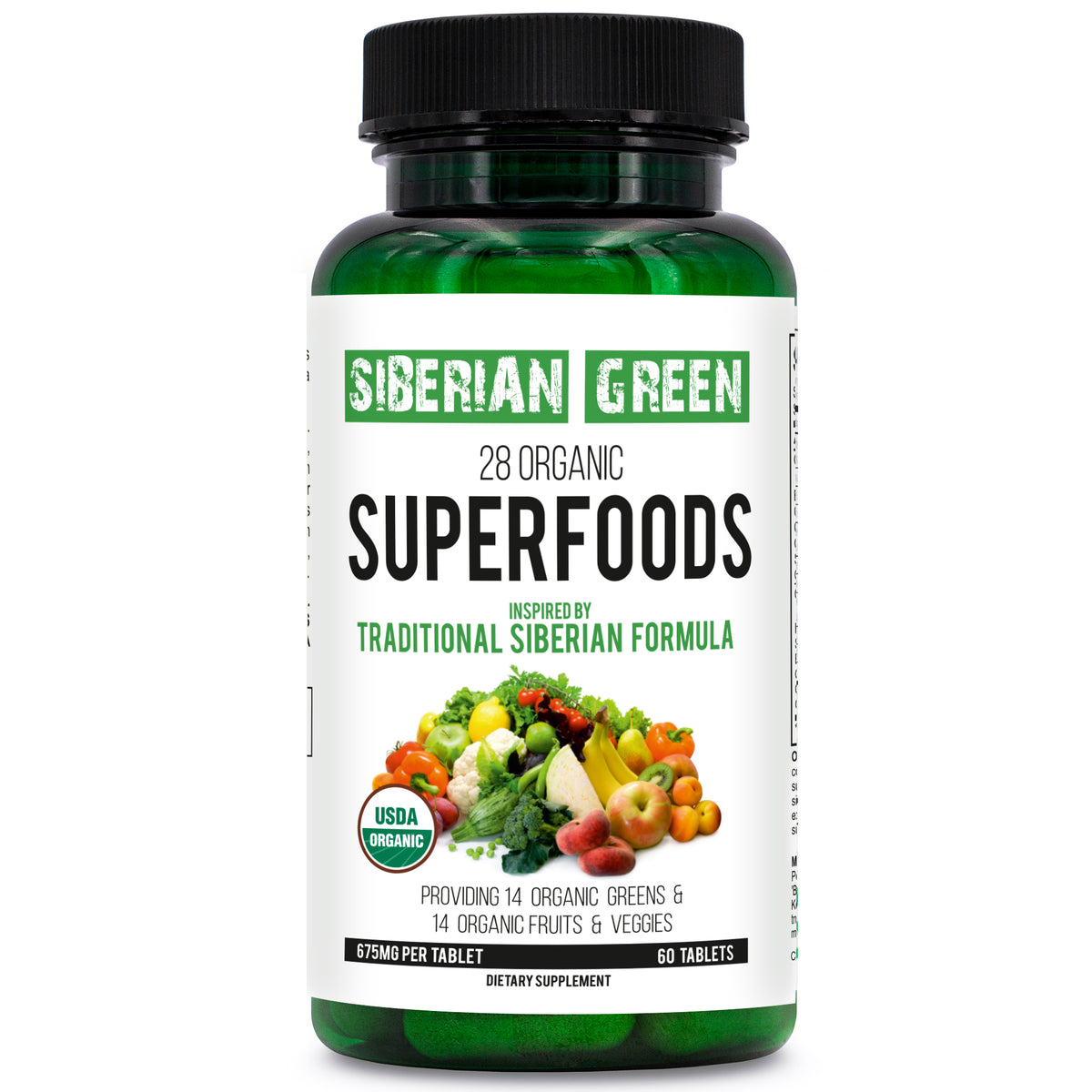 Superaliments 60 comprimés Formule sibérienne Certifié biologique Légumes essentiels Fruits et légumes nutritifs