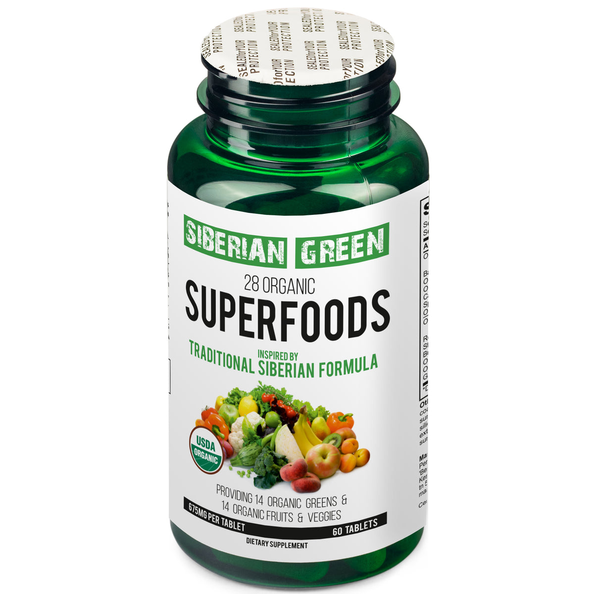 Superaliments 60 comprimés Formule sibérienne Certifié biologique Légumes essentiels Fruits et légumes nutritifs