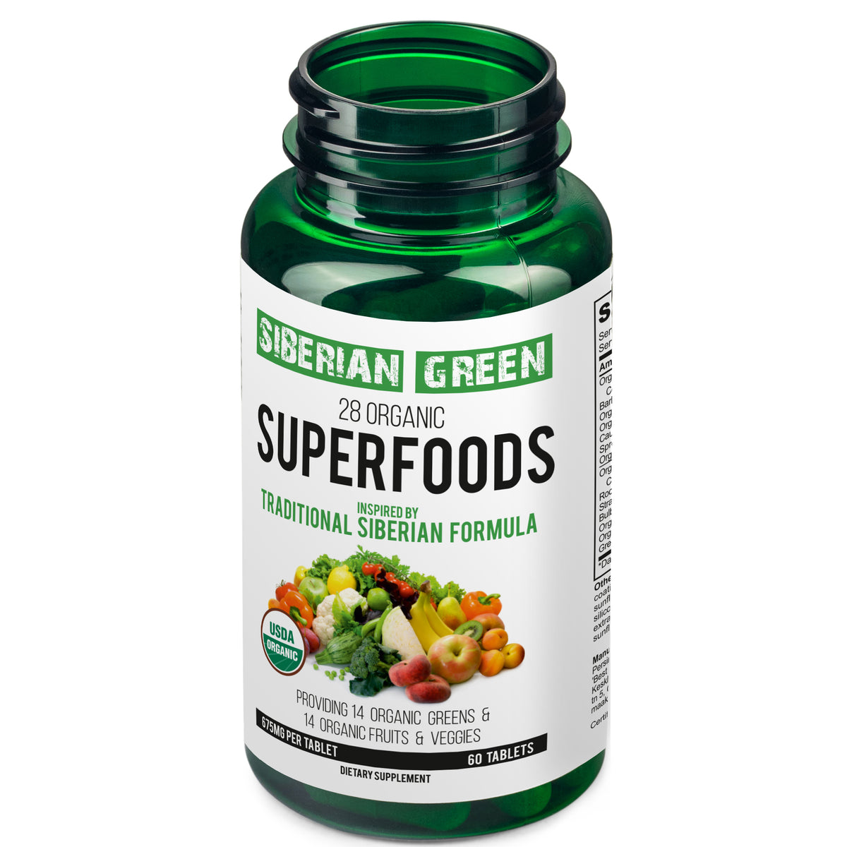 Superaliments 60 comprimés Formule sibérienne Certifié biologique Légumes essentiels Fruits et légumes nutritifs