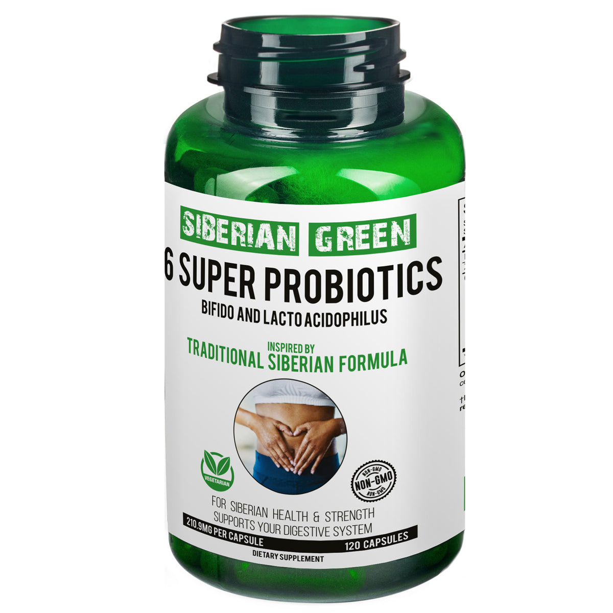 Vert de Sibérie 6 Super Probiotiques Bifido &amp; Lacto Acidophilus 120 Caps - Formule Sibérienne Traditionnelle