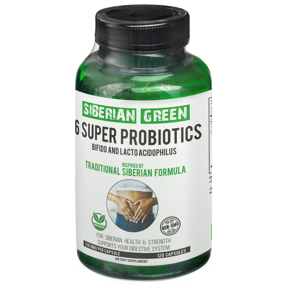 Vert de Sibérie 6 Super Probiotiques Bifido &amp; Lacto Acidophilus 120 Caps - Formule Sibérienne Traditionnelle