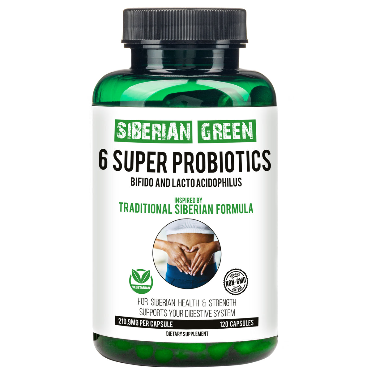 Vert de Sibérie 6 Super Probiotiques Bifido &amp; Lacto Acidophilus 120 Caps - Formule Sibérienne Traditionnelle