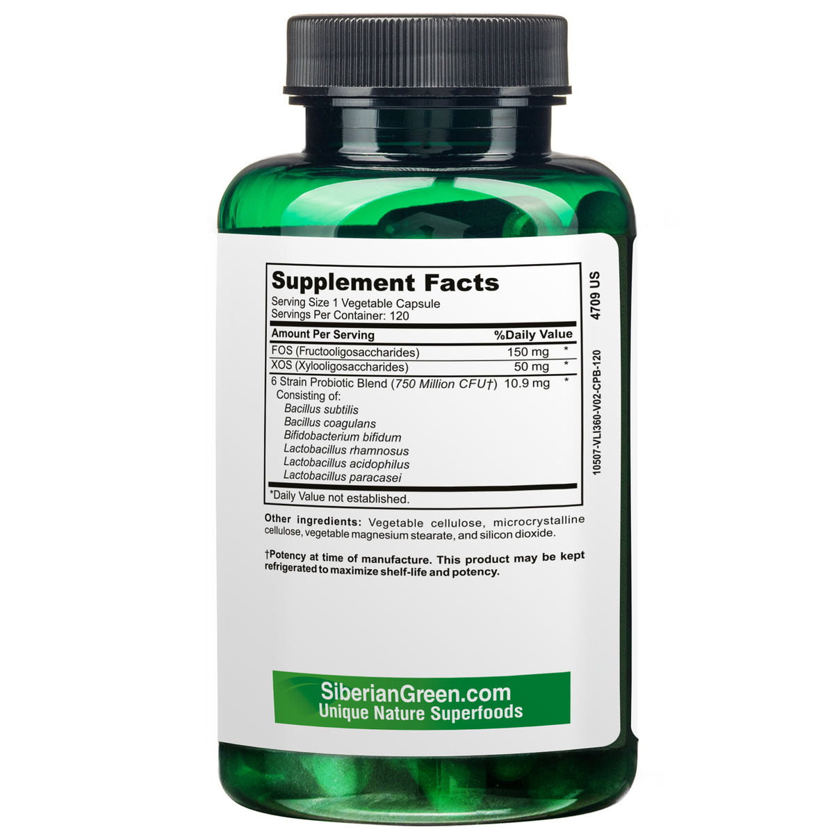 Vert de Sibérie 6 Super Probiotiques Bifido &amp; Lacto Acidophilus 120 Caps - Formule Sibérienne Traditionnelle