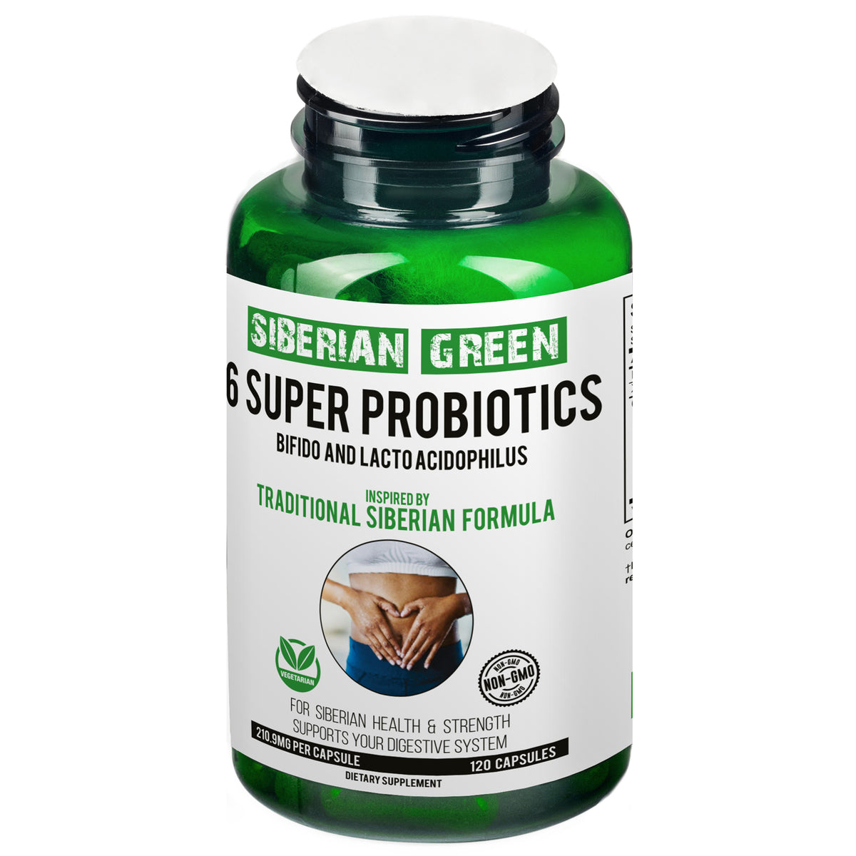 Vert de Sibérie 6 Super Probiotiques Bifido &amp; Lacto Acidophilus 120 Caps - Formule Sibérienne Traditionnelle
