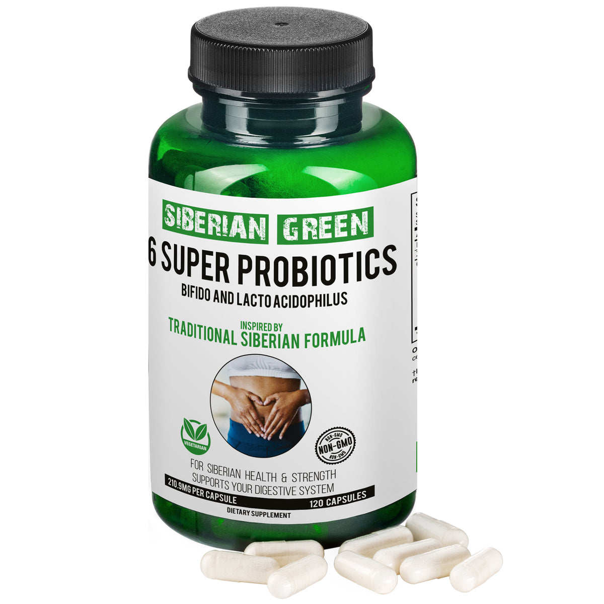 Vert de Sibérie 6 Super Probiotiques Bifido &amp; Lacto Acidophilus 120 Caps - Formule Sibérienne Traditionnelle