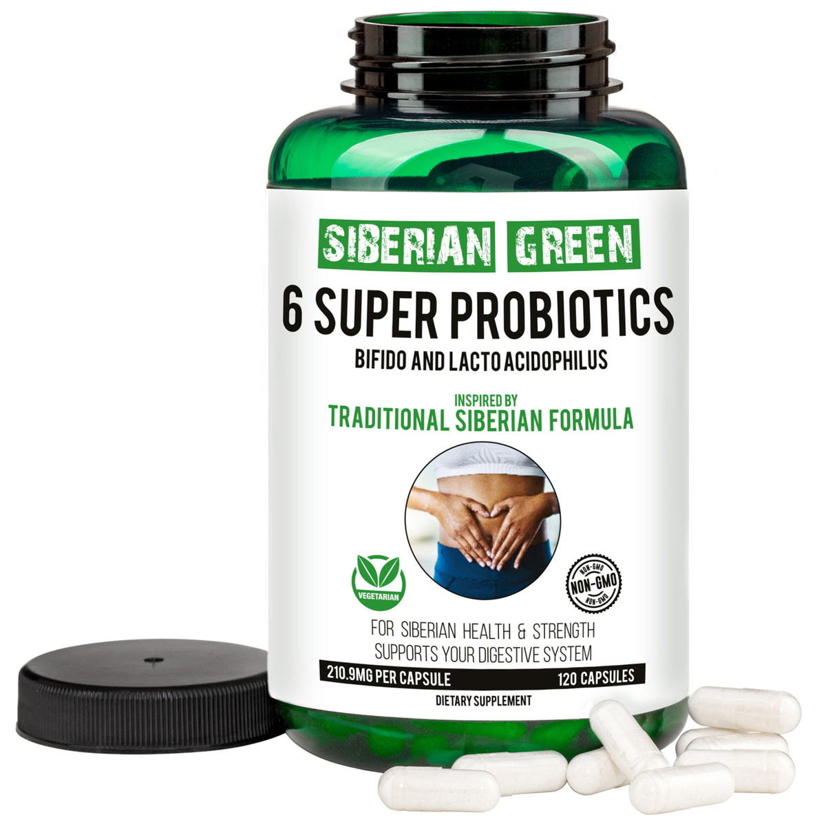 Vert de Sibérie 6 Super Probiotiques Bifido &amp; Lacto Acidophilus 120 Caps - Formule Sibérienne Traditionnelle